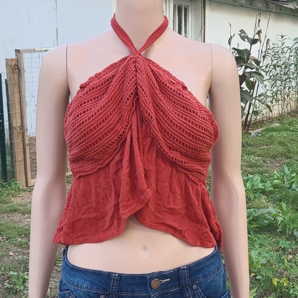 Rue21 orange crochet crop